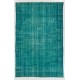 Teal Overdyed Vintage Hand-Knotted Turkish Area Rug, Ideal for Modern Home & Office Decor. 6 x 9.4 Ft (185 x 285 cm)