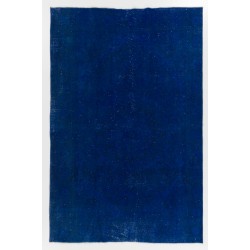 Blue Overdyed Vintage Hand-Knotted Turkish Area Rug, Ideal for Modern Home & Office Decor. 6.2 x 9.5 Ft (186 x 287 cm)