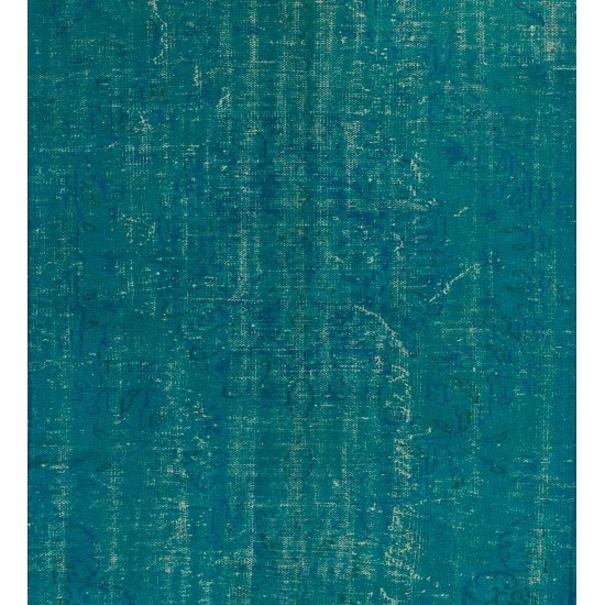 Teal Overdyed Vintage Hand-Knotted Turkish Area Rug, Ideal for Modern Home & Office Decor. 6.2 x 10.4 Ft (186 x 315 cm)
