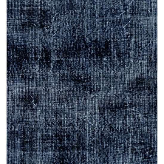 Indigo Blue Over-Dyed Vintage Handmade Turkish Area Rug. 6.3 x 9.6 Ft (190 x 290 cm)