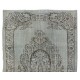 Pastel Blue Overdyed Vintage Hand-Knotted Turkish Area Rug, Ideal for Modern Home & Office Decor. 6.3 x 9.4 Ft (192 x 285 cm)