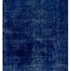 Indigo Blue Over-Dyed Vintage Handmade Turkish Area Rug. 6.4 x 10.7 Ft (195 x 324 cm)