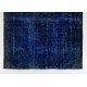 Navy Blue Over-Dyed Vintage Handmade Turkish Area Rug, Living Room Carpet. 6.5 x 9.5 Ft (197 x 287 cm)