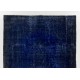 Navy Blue Over-Dyed Vintage Handmade Turkish Area Rug, Living Room Carpet. 6.5 x 9.5 Ft (197 x 287 cm)