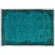 Teal Over-Dyed Vintage Handmade Turkish Rug, Ideal for Modern Interiors. 6.6 x 9.4 Ft (199 x 285 cm)