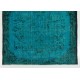 Teal Over-Dyed Vintage Handmade Turkish Rug, Ideal for Modern Interiors. 6.6 x 9.4 Ft (199 x 285 cm)