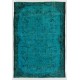 Teal Over-Dyed Vintage Handmade Turkish Rug, Ideal for Modern Interiors. 6.6 x 9.4 Ft (199 x 285 cm)