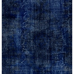 Navy Blue Over-Dyed Vintage Handmade Turkish Rug, Ideal for Modern Interiors. 6.6 x 9.4 Ft (201 x 286 cm)