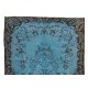 Light Blue Over-Dyed Vintage Handmade Turkish Rug, Ideal for Modern Interiors. 6.8 x 9.7 Ft (205 x 295 cm)