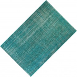 Large Teal Over-Dyed Vintage Handmade Turkish Area Rug. 7.2 x 9.6 Ft (219 x 290 cm)