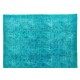 Teal Over-Dyed Vintage Handmade Turkish Rug, Ideal for Contemporary Home and Office. 7.5 x 10.8 Ft (227 x 327 cm)
