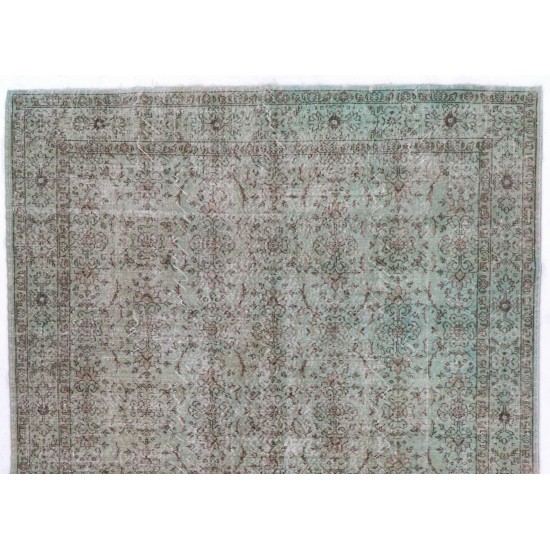 Light Blue Over-Dyed Vintage Handmade Turkish Rug, Ideal for Contemporary Home and Office. 7.5 x 11 Ft (228 x 335 cm)
