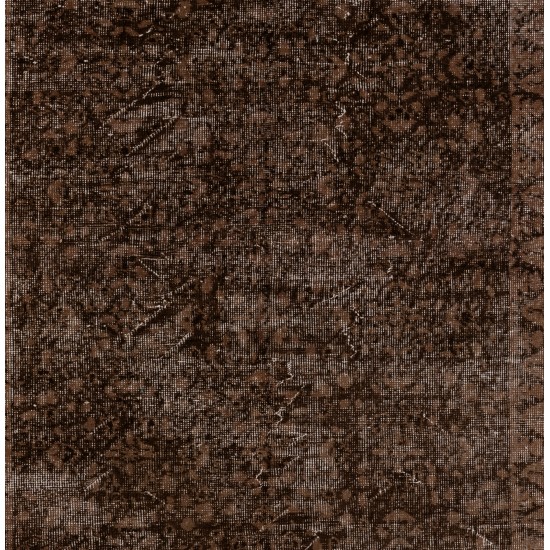 Brown Overdyed Rug, Vintage Handmade Carpet from Turkey. 3.9 x 6.6 Ft (117 x 200 cm)
