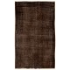 Brown Overdyed Rug, Vintage Handmade Carpet from Turkey. 4 x 6.8 Ft (120 x 206 cm)