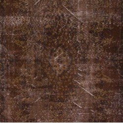 Distressed Brown Overdyed Accent Rug, Vintage Handmade Carpet from Turkey. 4 x 7 Ft (120 x 215 cm)
