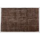 Brown Overdyed Accent Rug, Vintage Handmade Carpet from Turkey. 4 x 6.4 Ft (122 x 195 cm)