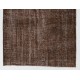 Brown Overdyed Accent Rug, Vintage Handmade Carpet from Turkey. 4 x 6.4 Ft (122 x 195 cm)