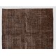 Brown Overdyed Accent Rug, Vintage Handmade Carpet from Turkey. 4 x 6.4 Ft (122 x 195 cm)
