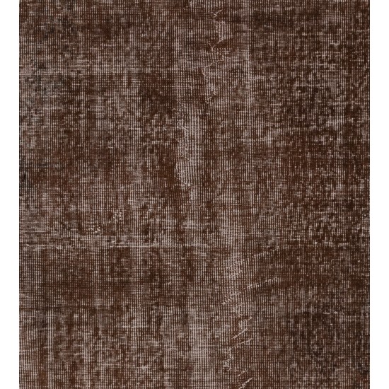 Brown Overdyed Accent Rug, Vintage Handmade Carpet from Turkey. 4 x 6.4 Ft (122 x 195 cm)