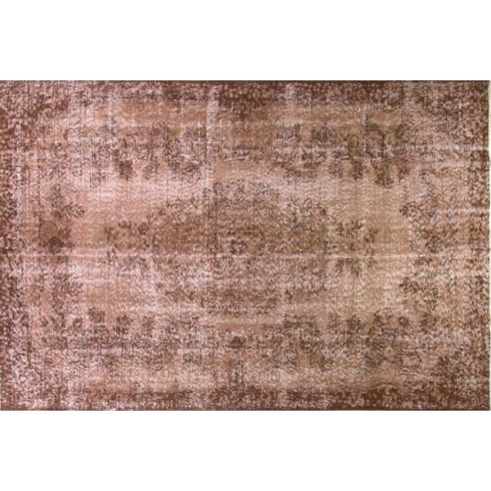 Brown Overdyed Rug, Vintage Handmade Carpet from Turkey. 5.5 x 8.3 Ft (167 x 250 cm)