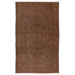 Brown Overdyed Rug with Medallion Design, Vintage Handmade Carpet from Turkey. 6 x 9.7 Ft (183 x 294 cm)