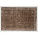 Brown Overdyed Rug, Vintage Handmade Carpet from Turkey. 6.6 x 9.9 Ft (199 x 300 cm)