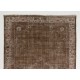 Brown Overdyed Rug, Vintage Handmade Carpet from Turkey. 6.6 x 9.9 Ft (199 x 300 cm)