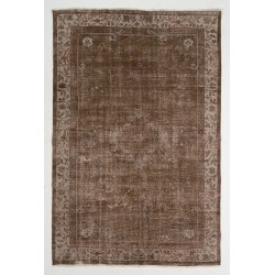 Brown Overdyed Rug, Vintage Handmade Carpet from Turkey. 6.6 x 9.9 Ft (199 x 300 cm)
