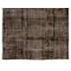 Distressed Brown Overdyed Rug, Vintage Handmade Carpet from Turkey. 6.8 x 10.2 Ft (207 x 309 cm)
