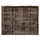 Distressed Brown Overdyed Rug, Vintage Handmade Carpet from Turkey. 6.8 x 10.2 Ft (207 x 309 cm)