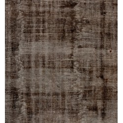 Distressed Brown Overdyed Rug, Vintage Handmade Carpet from Turkey. 6.8 x 10.2 Ft (207 x 309 cm)
