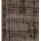 Distressed Brown Overdyed Rug, Vintage Handmade Carpet from Turkey. 6.8 x 10.2 Ft (207 x 309 cm)