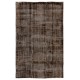 Distressed Brown Overdyed Rug, Vintage Handmade Carpet from Turkey. 6.8 x 10.2 Ft (207 x 309 cm)