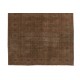 Brown Overdyed Rug with Geometric Design, Vintage Handmade Carpet from Turkey. 7 x 11 Ft (216 x 336 cm)