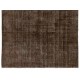 Brown Overdyed Area Rug, Large Mid-Century Handmade Carpet from Turkey. 7.2 x 10.2 Ft (218 x 310 cm)