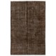 Brown Overdyed Area Rug, Large Mid-Century Handmade Carpet from Turkey. 7.2 x 10.2 Ft (218 x 310 cm)
