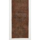 Brown Overdyed Runner Rug, Vintage Handmade Corridor Carpet from Turkey. 2.5 x 10.9 Ft (75 x 330 cm)