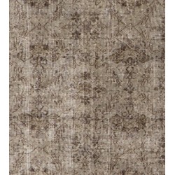 Gray Over-Dyed Rug for Contemporary Interiors. Hand-Knotted Vintage Turkish Carpet. 3.3 x 6.6 Ft (100 x 200 cm)