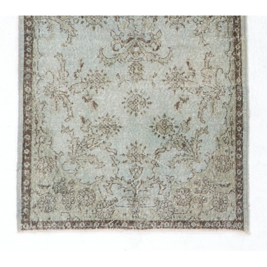 Gray Over-Dyed Rug for Modern Interiors. Handmade Vintage Turkish Accent Rug. 3.7 x 6.9 Ft (110 x 208 cm)