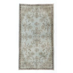 Gray Over-Dyed Rug for Modern Interiors. Handmade Vintage Turkish Accent Rug. 3.7 x 6.9 Ft (110 x 208 cm)
