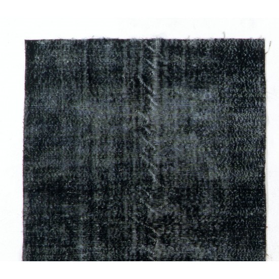 Black Over-Dyed Vintage Handmade Turkish Accent Rug, Great 4 Modern Interiors. 3.7 x 6.6 Ft (112 x 200 cm)