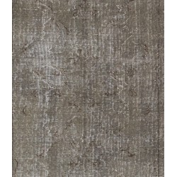 Gray Over-Dyed Rug for Modern Interiors. Handmade Vintage Turkish Accent Rug. 3.8 x 6.5 Ft (114 x 198 cm)
