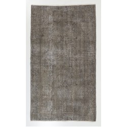Gray Over-Dyed Rug for Modern Interiors. Handmade Vintage Turkish Accent Rug. 3.8 x 6.5 Ft (114 x 198 cm)