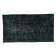 Black Over-Dyed Vintage Handmade Turkish Accent Rug, Great 4 Modern Interiors. 3.8 x 6.7 Ft (115 x 202 cm)