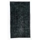 Black Over-Dyed Vintage Handmade Turkish Accent Rug, Great 4 Modern Interiors. 3.8 x 6.7 Ft (115 x 202 cm)