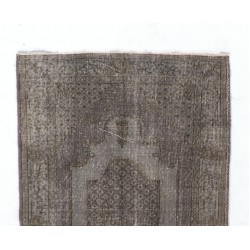 Gray Over-Dyed Vintage Handmade Turkish Accent Rug for Modern Interiors. 3.9 x 6.6 Ft (116 x 200 cm)