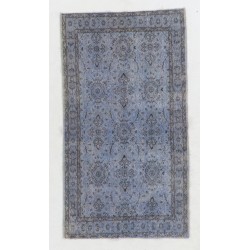 Gray Over-Dyed Rug for Modern Interiors. Handmade Vintage Turkish Carpet. 3.9 x 6.8 Ft (116 x 205 cm)
