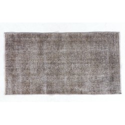 Gray Over-Dyed Rug for Modern Interiors. Handmade Vintage Turkish Carpet. 3.9 x 7 Ft (116 x 212 cm)