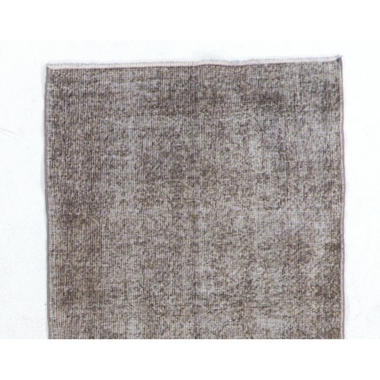 Gray Over-Dyed Rug for Modern Interiors. Handmade Vintage Turkish Carpet. 3.9 x 7 Ft (116 x 212 cm)