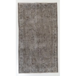 Mid-20th Century Hand-Knotted Central Anatolian Accent Rug Overdyed in Gray Color. 3.9 x 6.9 Ft (117 x 209 cm)